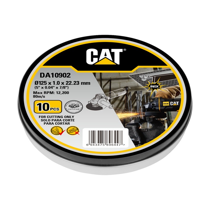 Set de 10 discuri abrazive plate CAT DA10902, pentru taiere metal