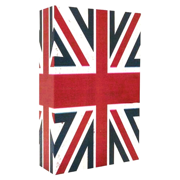 Seif tip carte, BLA BLA FOAM®, cu steagul Marii Britanii, cu cheie – 25 x 16 x 5, 5 cm