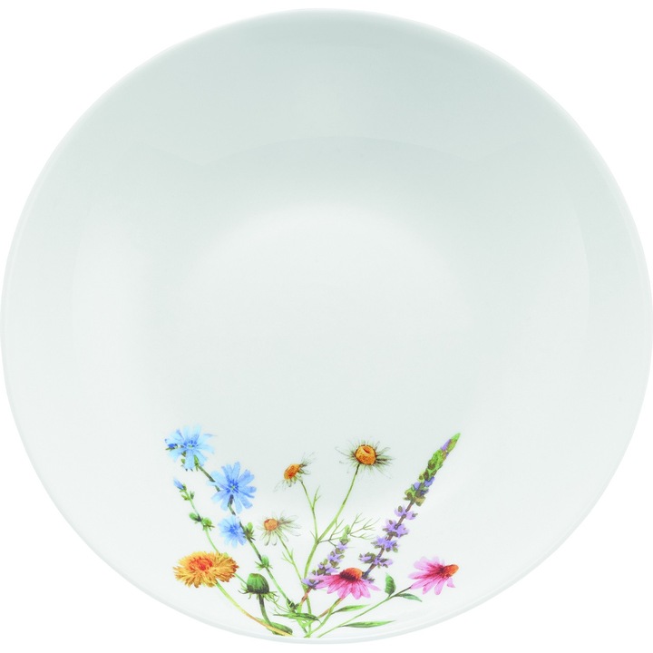 Farfurie adanca AMBITION Bloom, 20cm, sticla opal, model floral