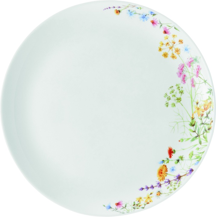 Farfurie plata AMBITION Bloom, 24cm, sticla opal, model floral