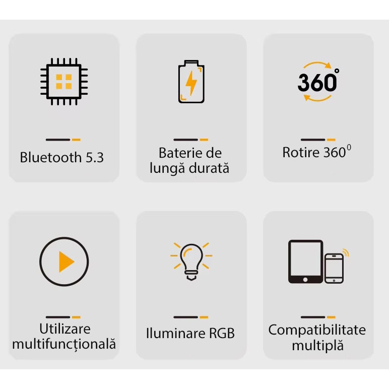 Suport Telefon & Tableta cu Boxa Bluetooth 5.3, Iluminare RGB, Power ...