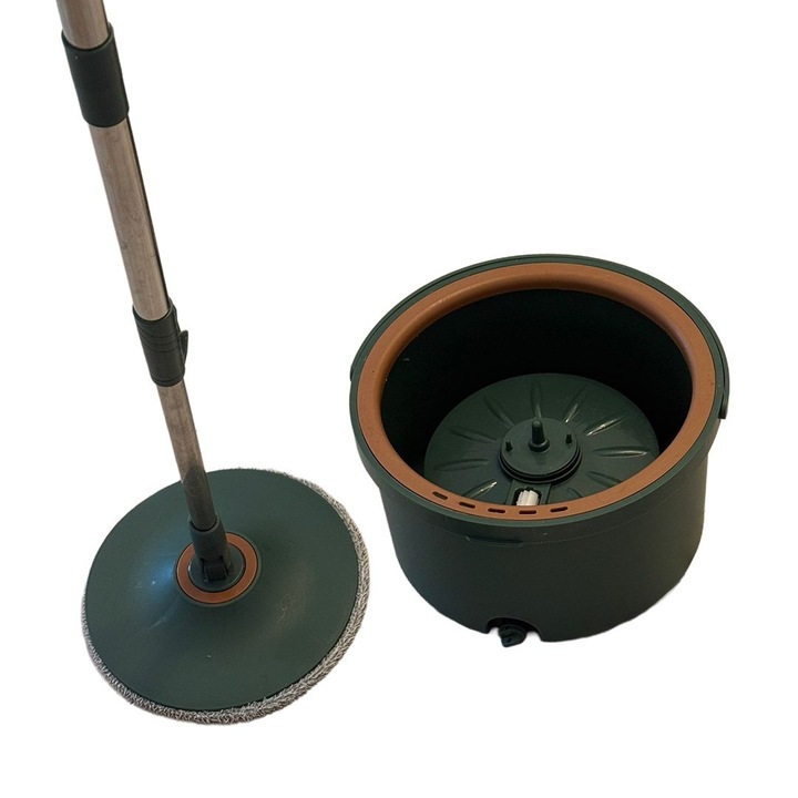 Set Mop Rotativ Zâna Casei Deluxe, cu Galeata Separatoare, 2 Rezerve Microfibra, Verde, Compact, Ergonomic