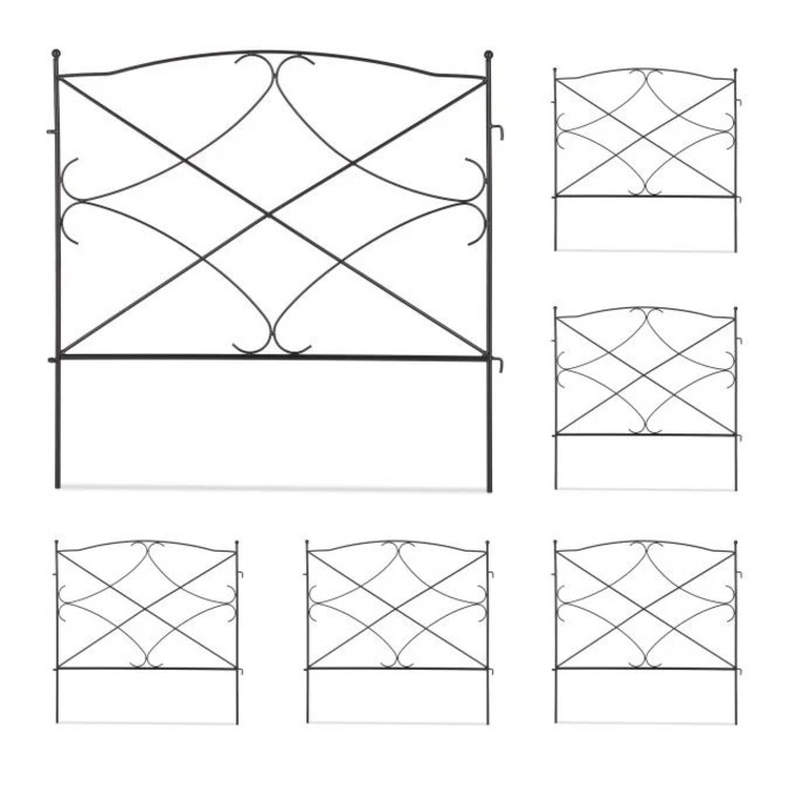 Метален цветарник, Northix, комплект от 6 части, извит орнаментален дизайн, 66x64,8x7,1 см