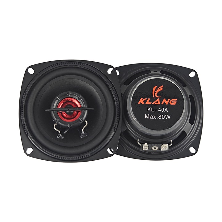 Set difuzoare auto coaxiale, 80W RMS, 4Ω, con din poliester albastru, 80-20kHz