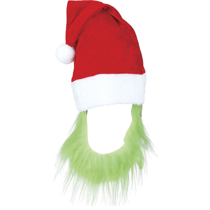 Caciula cu barba verde, model Grinch, marime universala