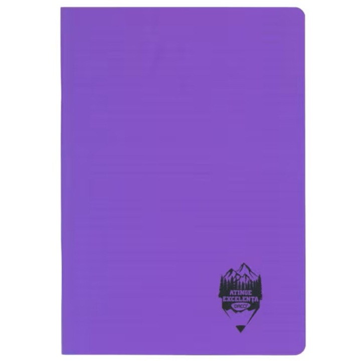 Тетрадка А4 по математика, 80 листа, 70гр/кв.м, пластмасово покритие, лилава, Daco