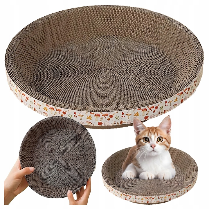 Zgarietor circular pentru pisici, ZOLA, cu iarba pisicii, carton, maro, 30x8 cm
