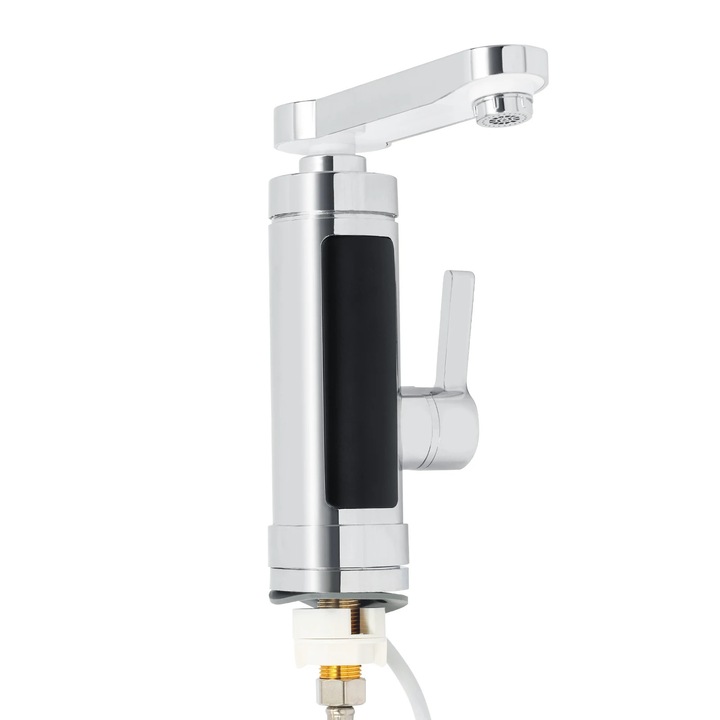 Baterie electrică instant, argintie, 3000 W, 25-55 C, cu pipa rotativă 360, IPX4, dimensiuni 18, 5x20, 5 cm