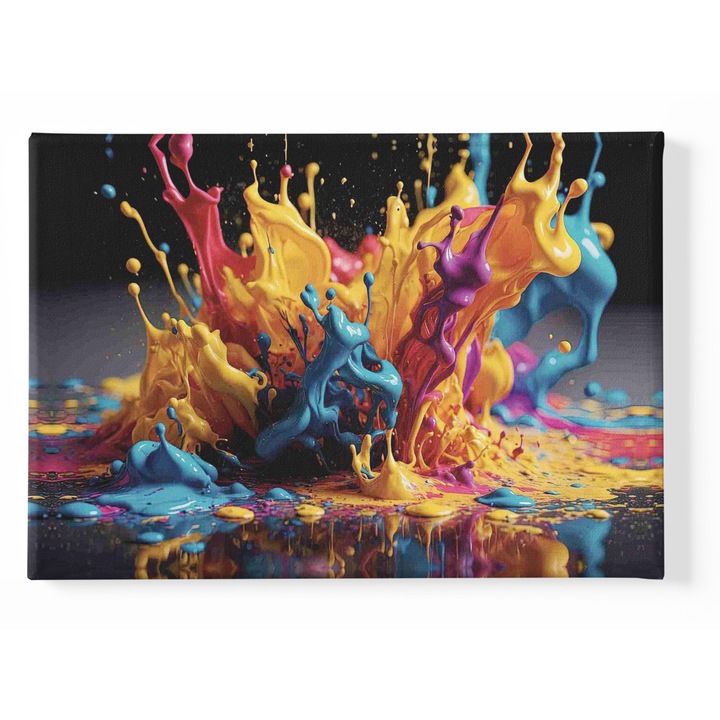 Tablou canvas abstract colorat, Arta culorilor, Canvas pe sasiu de lemn, 40x60cm