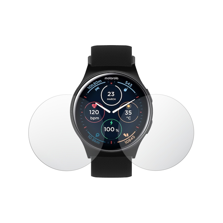 Set 2X Folie Protectie Ecran Ultra-Clear Folie24, pentru Motorola Moto Watch 120, Adezive, Flexibile cu Auto Regenerare