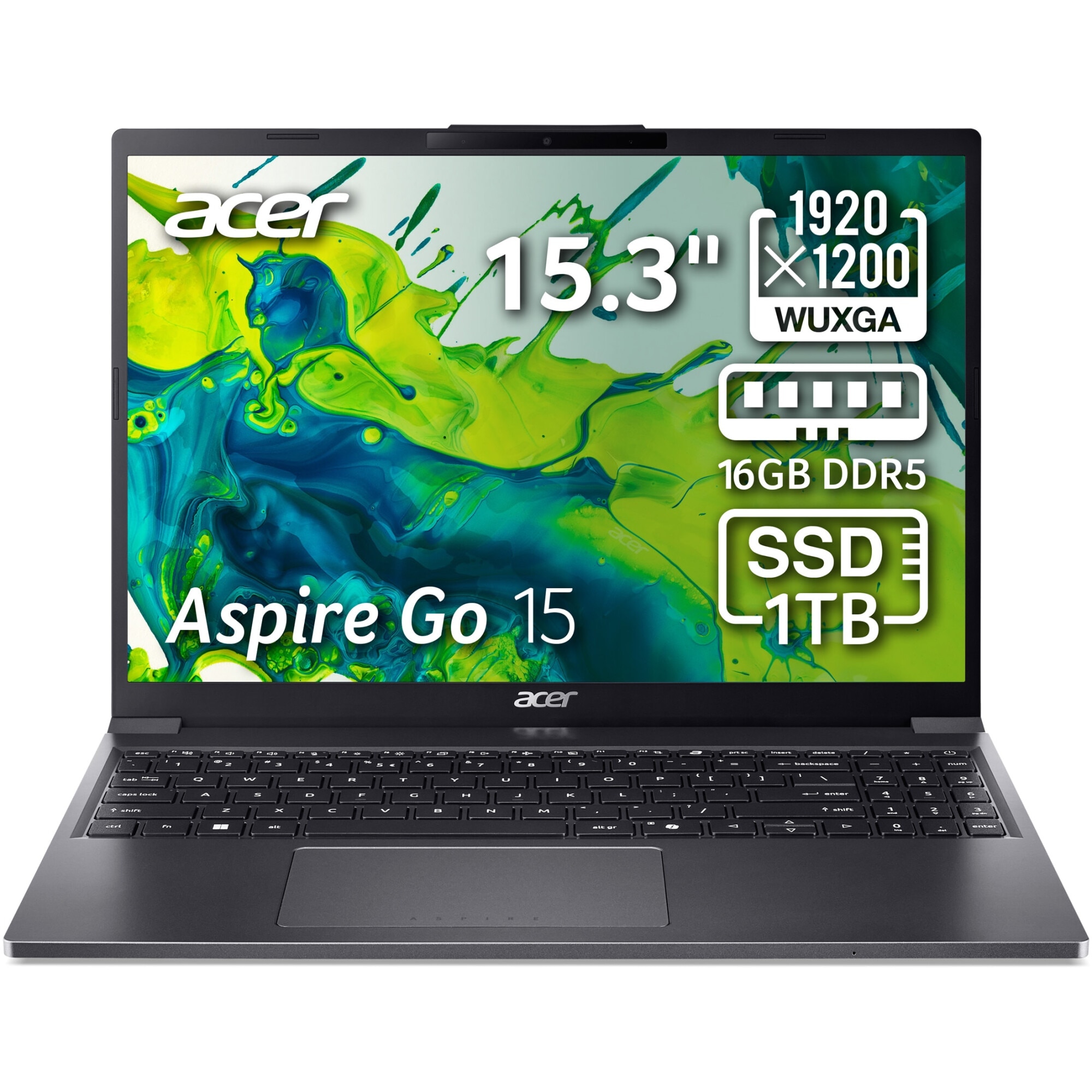 Laptop Acer Aspire Go 15 AG15-51P cu procesor Intel Core i7-1355U, 15.3'', WUXGA, IPS, 16GB DDR5 RAM, 1TB SSD, Windows 11 Pro, Steel Gray