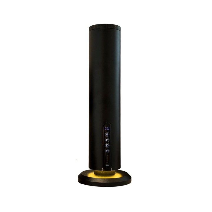 Difuzor profesional de parfum ambiental Luxury S Tower, design premium din aluminiu negru mat, control Bluetooth si ecran tactil, tehnologie de atomizare pentru spatii mari pana la 100 m², aromaterapie de lux, negru