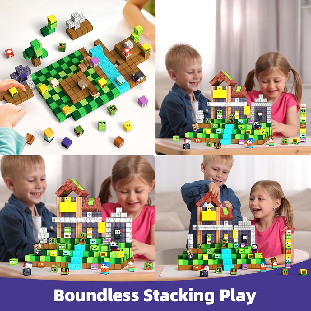 Set de constructie 100PCS, SWJOYOL, Cuburi magnetice multicolore ...