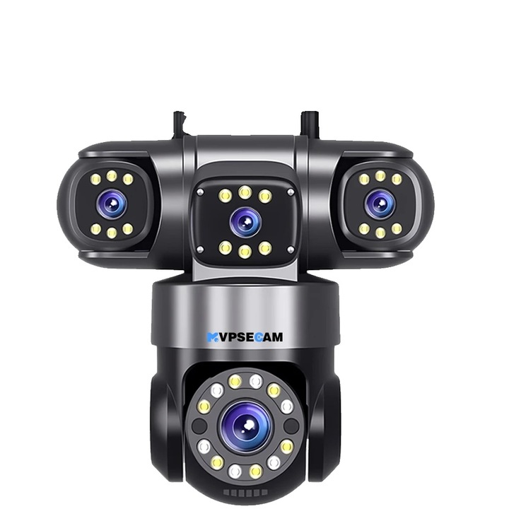 Cameră de supraveghere, MVPSECAM, 20MP, viziune nocturnă color, WiFi, alimentare prin priză EU, IP66, design compact, negru