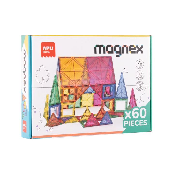 Joc de construit Magnex, 60 piese, APLI, 6 ani+