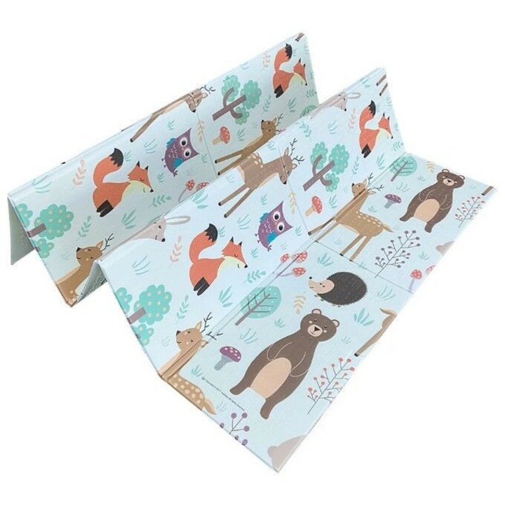 Pepita covor de joaca pliabil cu doua fete 180x200cm - Animale in padure