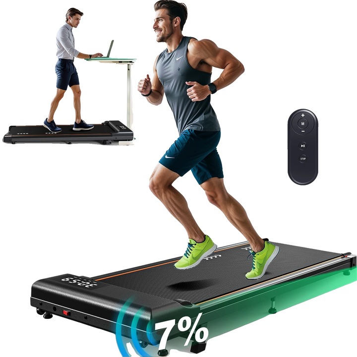 Futópad, 2,25 LE, max. teherbírás 100 kg, sebesség 1-6 km/h, állítható dőlésszög, 7 rétegű futószalag