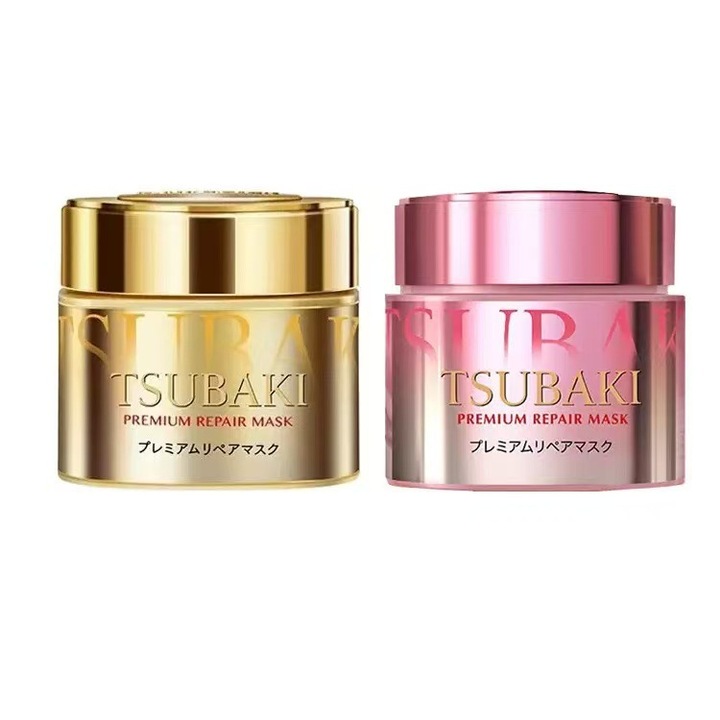 Masca de par Tsubaki Repair, hidratare puternica, protectie profunda, roz si aurie, 230g