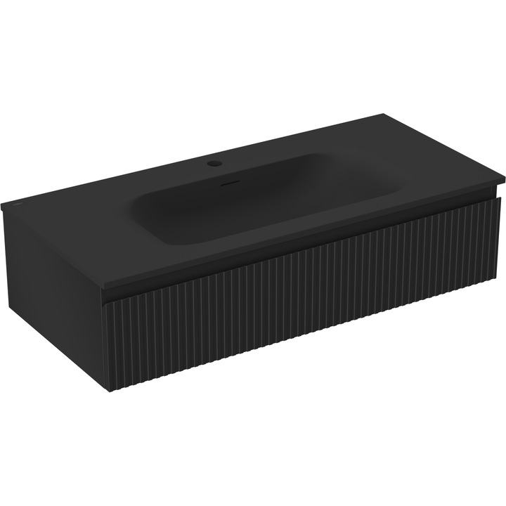 Dulap baie Mexen Rivel 100 cm, 1 sertar, negru mat, 100x23, 5x46, 5cm