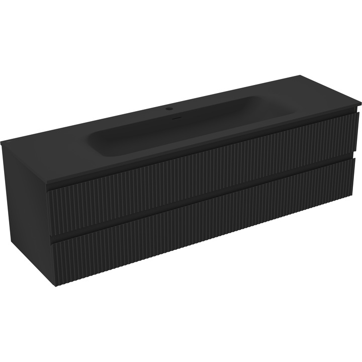 Dulap de baie Mexen Rivel, 160x47x46, 5cm, 2 sertare, negru mat