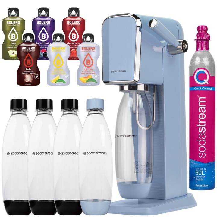 Szódagép szett SodaStream Art Kék + Palack 4 db, Fekete/Kék, 1L + Bolero
