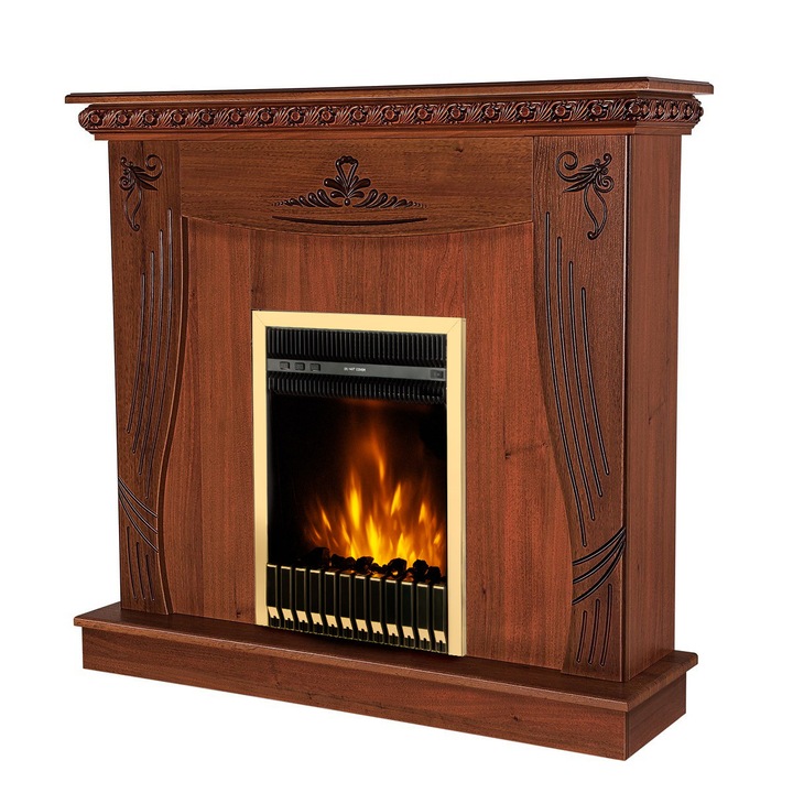 Elektromos kandalló Napoli barna & Gala gold, Art Flame, 1035x1100x300 mm, 2000 W, Termosztát, 5 lángfényességi szint, Időzítő