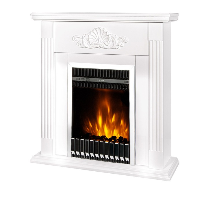 Elektromos kandalló Sorina & Gala silver, Art Flame, 900x900x270 mm, 2000 W, Termosztát, 5 lángfényességi szint, Időzítő