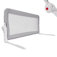 Protectie pat copii GUIMO®, 154 x 48.5 cm, bariera laterala margine pat, rabatabila, Gri