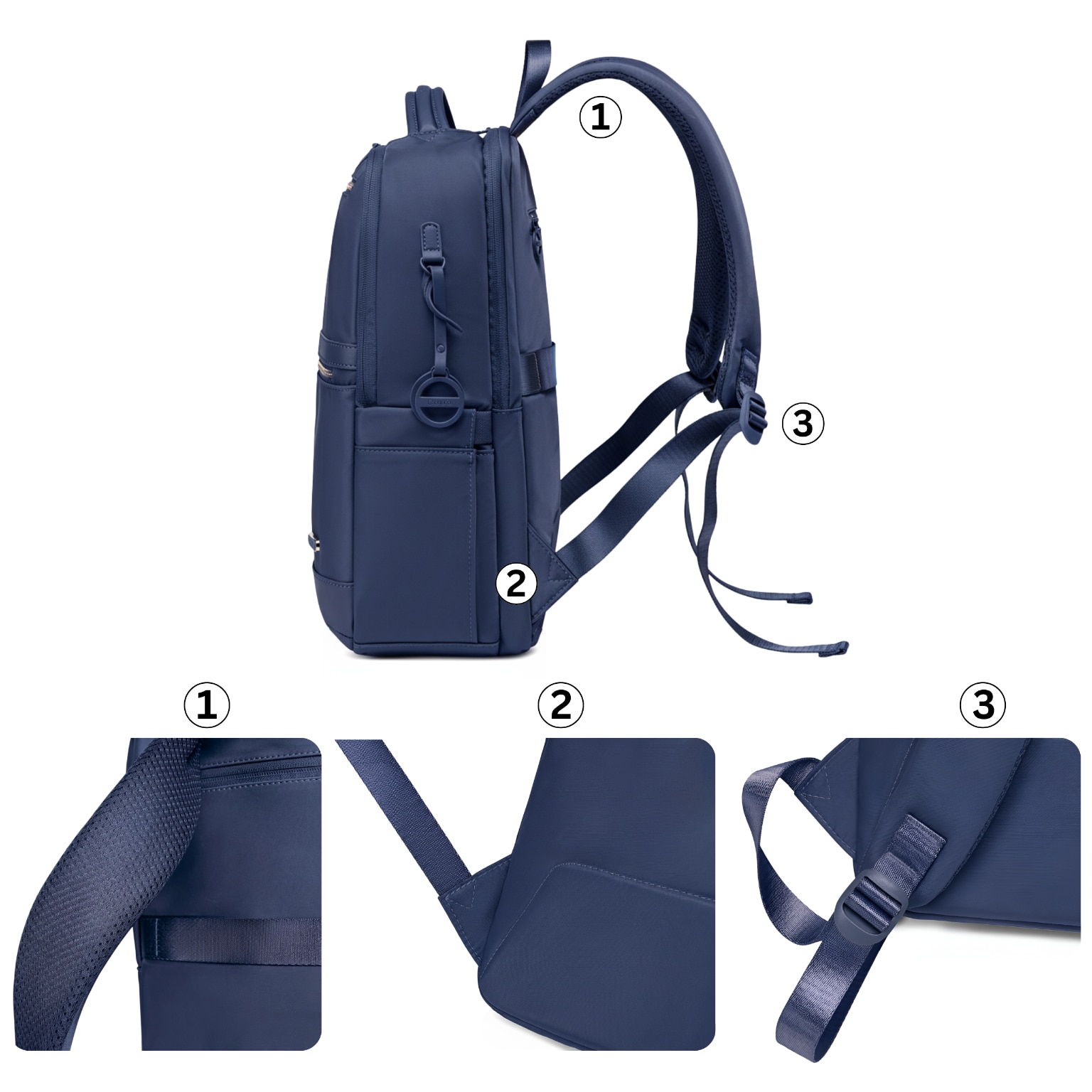 Rucsac dama laptop 14L cu 13 buzunare, elegant, bleumarin si impermeabil Chantria CB00766blue