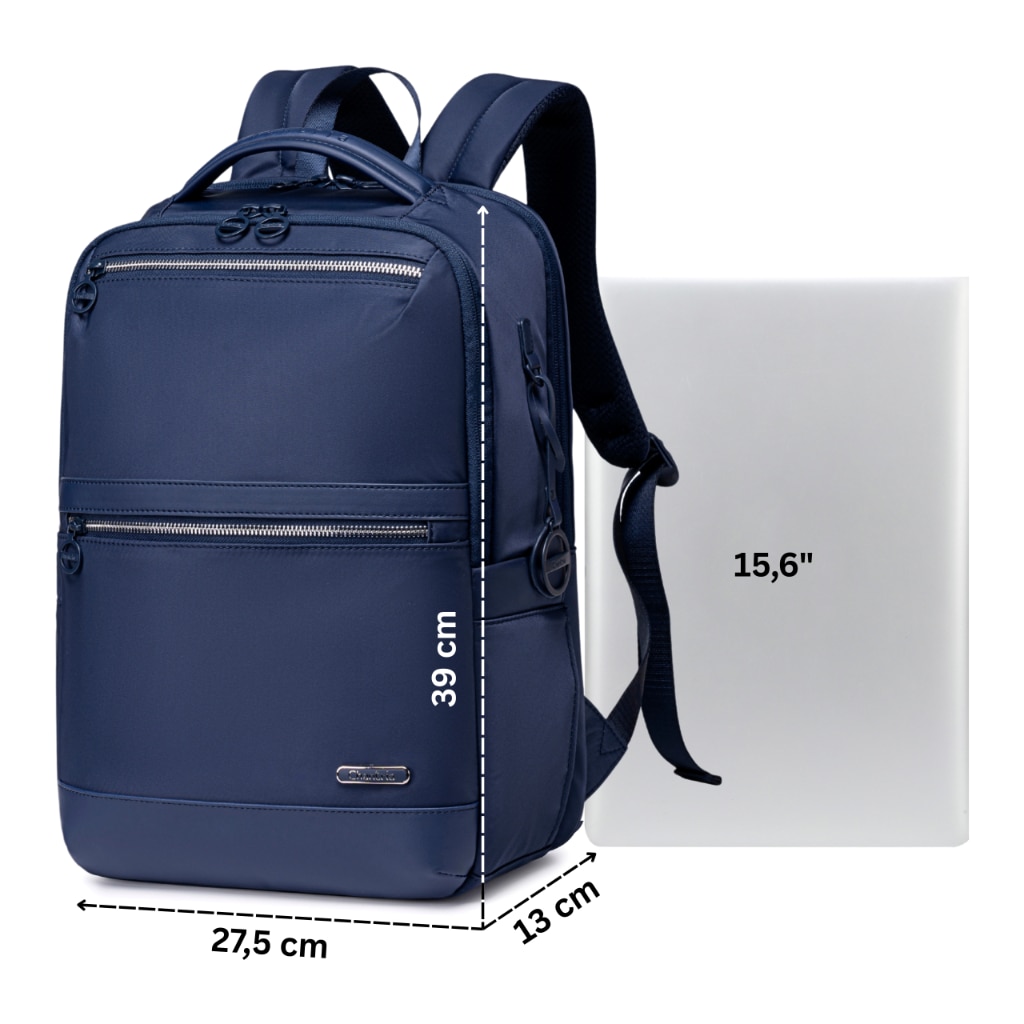 Rucsac dama laptop 14L cu 13 buzunare, elegant, bleumarin si impermeabil Chantria CB00766blue