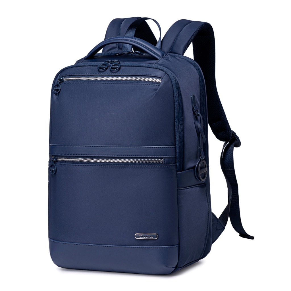 Rucsac dama laptop 14L cu 13 buzunare, elegant, bleumarin si impermeabil Chantria CB00766blue