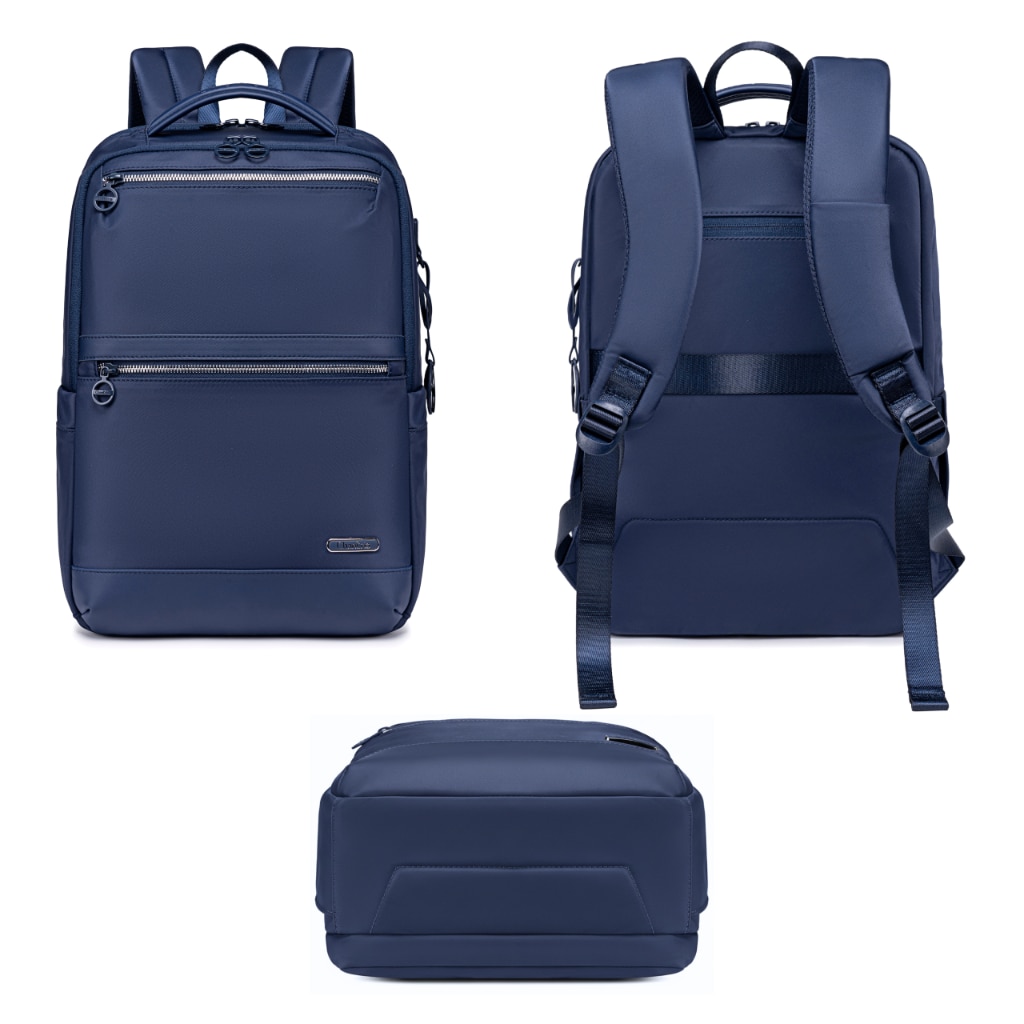 Rucsac dama laptop 14L cu 13 buzunare, elegant, bleumarin si impermeabil Chantria CB00766blue