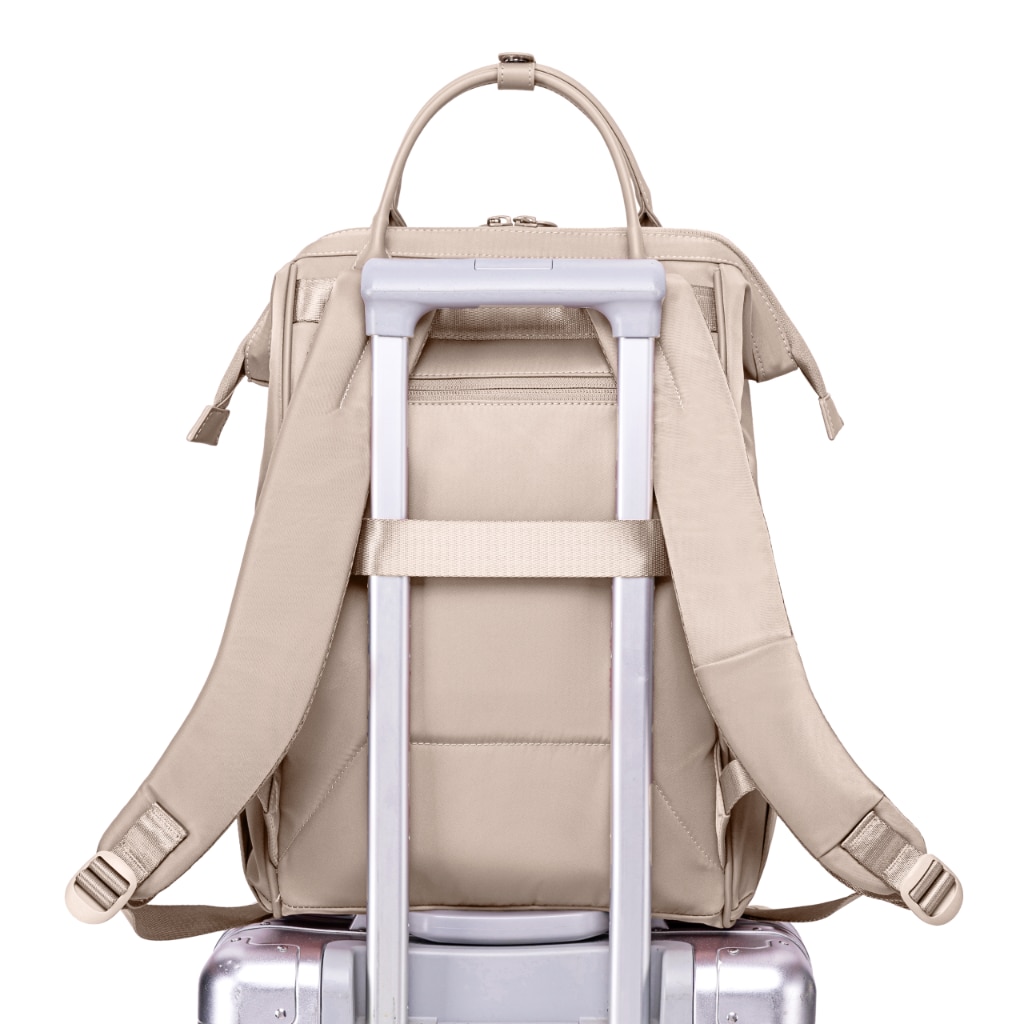 Rucsac dama laptop 16L cu 13 buzunare, elegant, bej si impermeabil Chantria CB00788khaki