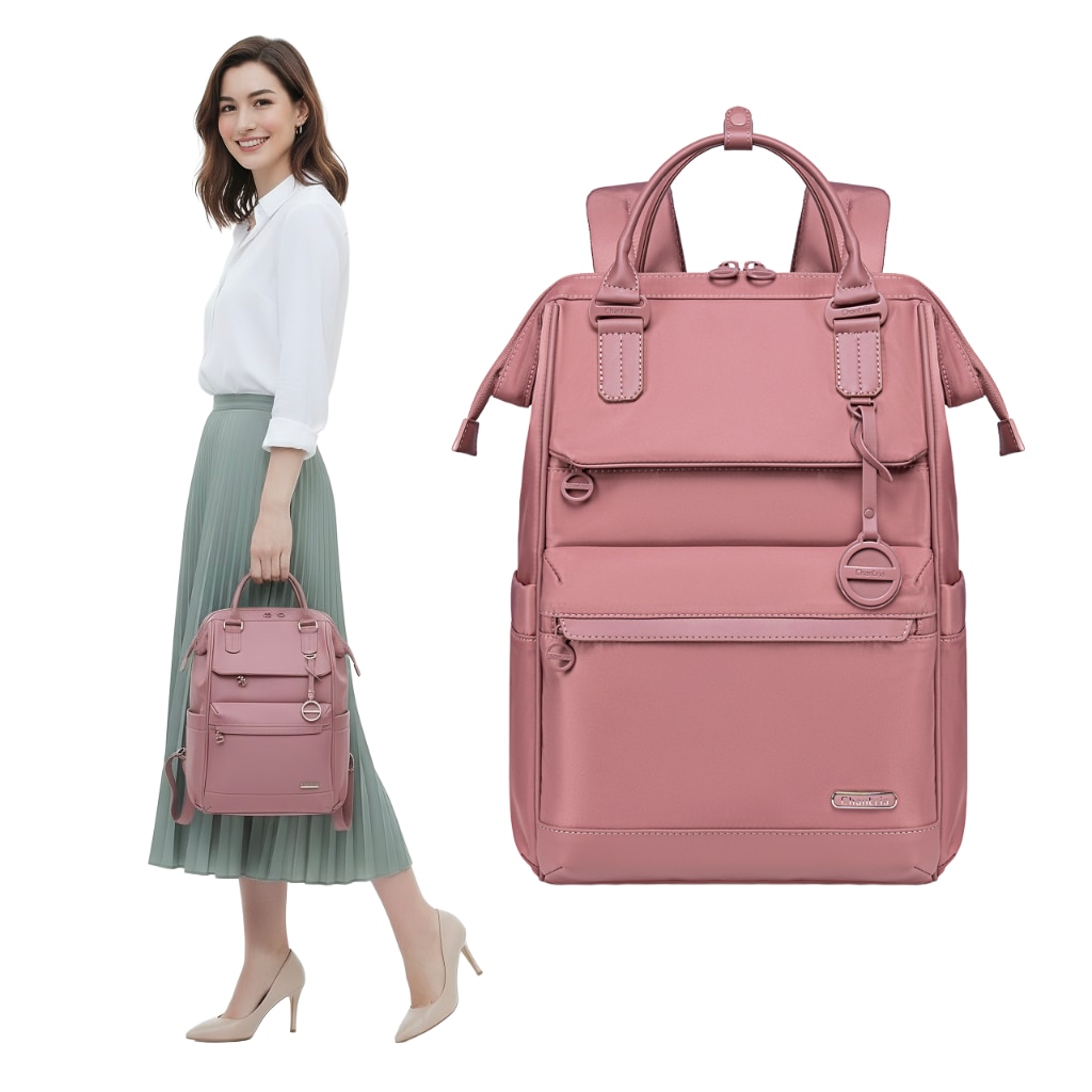 Rucsac dama laptop 16L cu 13 compartimente, stil elegant si design impermeabil Chantria CB00788rose