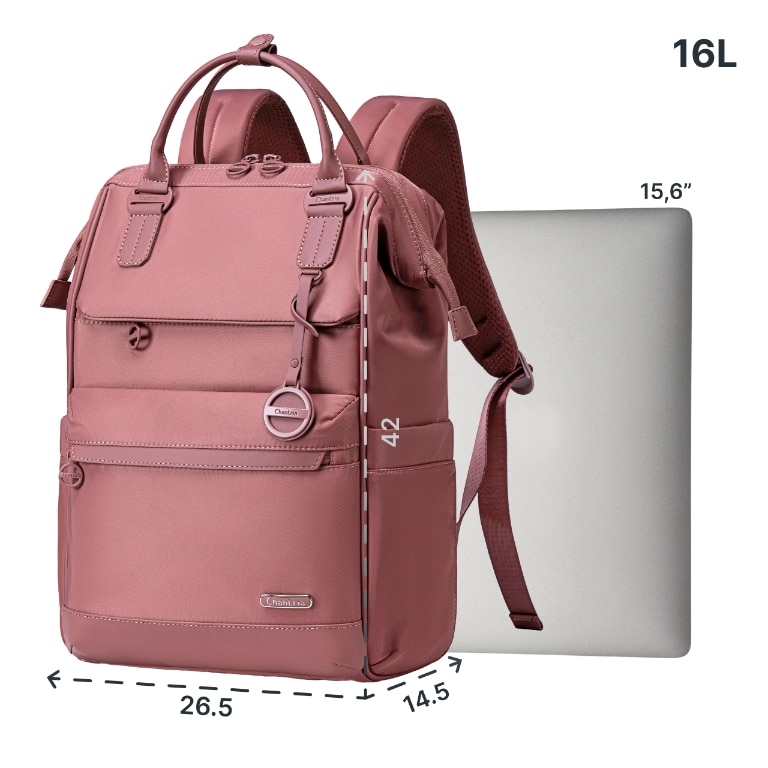 Rucsac dama laptop 16L cu 13 compartimente, stil elegant si design impermeabil Chantria CB00788rose