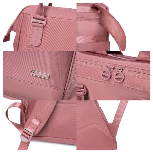 Rucsac dama laptop 16L cu 13 compartimente, stil elegant si design impermeabil Chantria CB00788rose