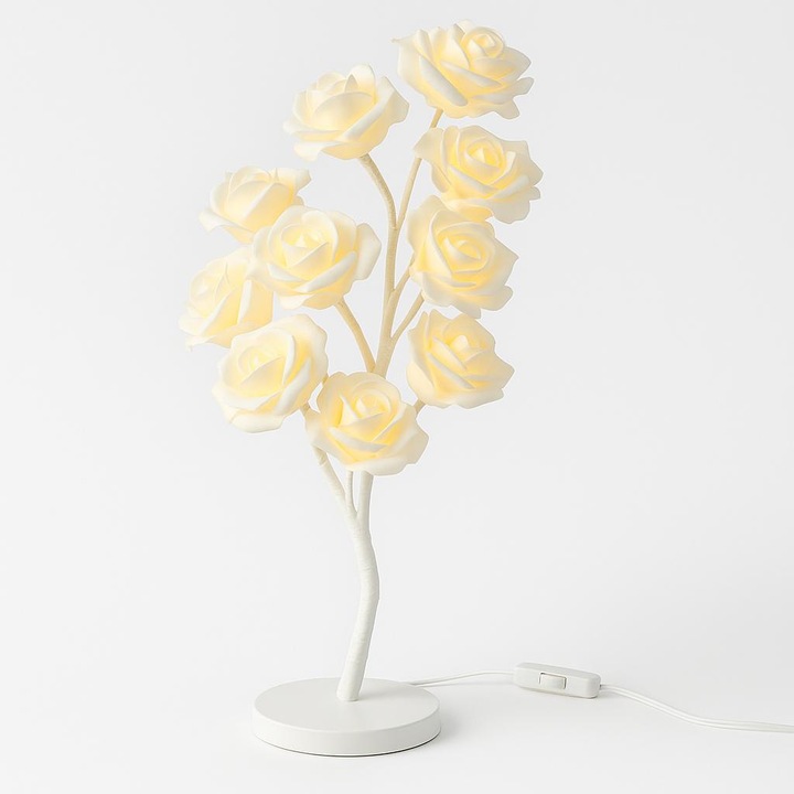 Pomisor decorativ interior cu flori LED, lumina calda, 50 cm, alimentare la priza