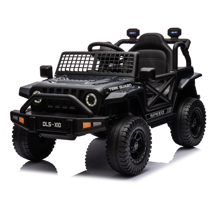 Mamido Masina electrica OFFROAD 12V, telecomanda 2.4 GHz, scaun lat, neagra, 100x67x59cm
