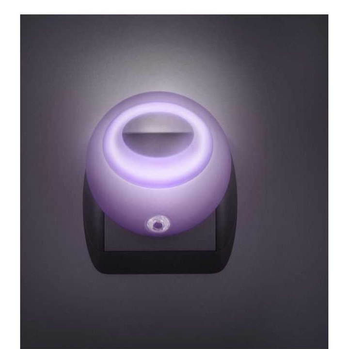 Lampa de veghe cu LED si senzor de lumina violet 1 LED /1W diametru 8 cm PHENOM 20275VL
