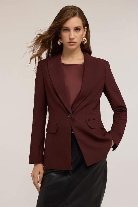 Motivi, Sacou uni slim-fit, Maro cognac, 32