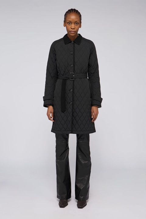 Trussardi, Geaca cu curea in talie, Negru