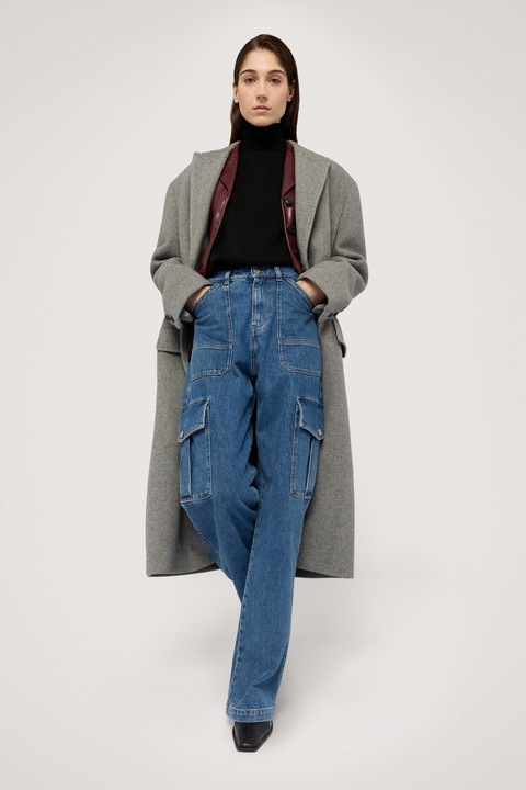 Trussardi, Vesta tricotata din amestec de lana cu guler inalt, Negru, L