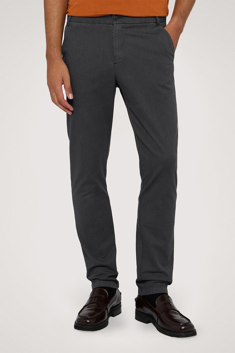 Trussardi, Pantaloni chino cu talie medie, Gri antracit