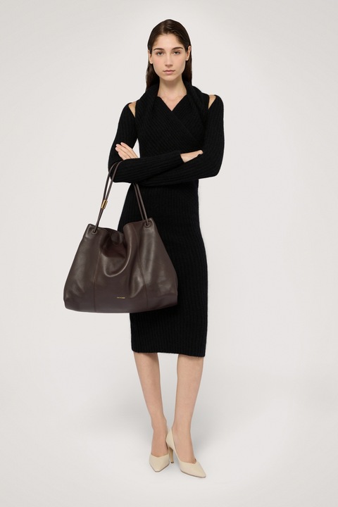 Trussardi, Rochie midi cu maneci lungi, Negru