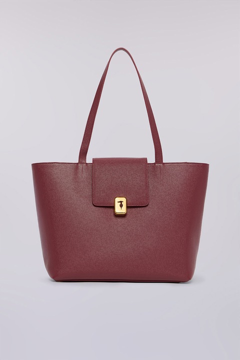 TRUSSARDI, Geanta shopper din piele, Roz zmeuriu