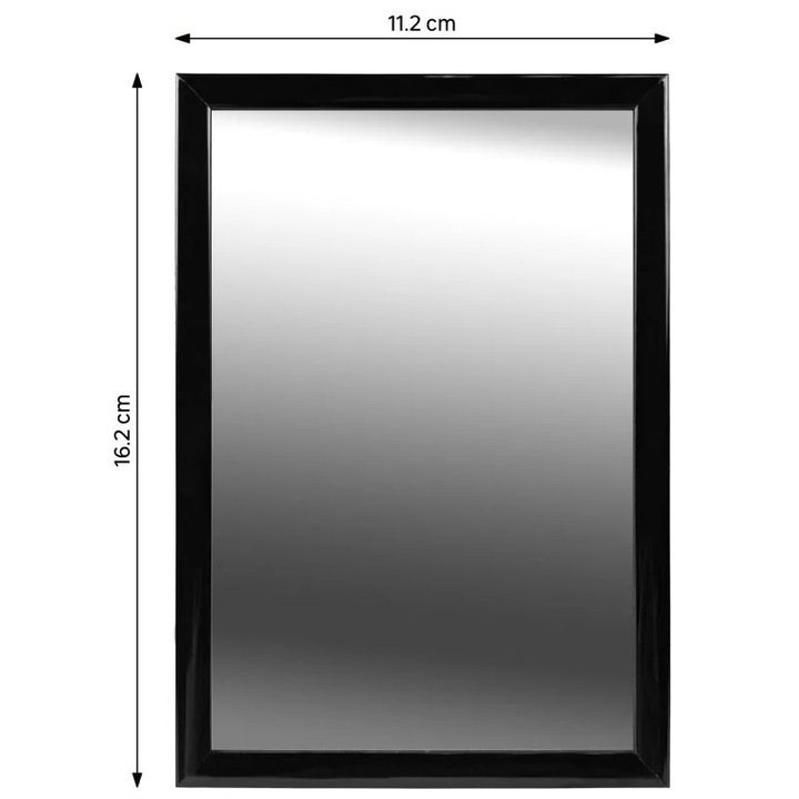 Декоративно огледало Лила, 16 x 16 см, пластмасова рамка, черно
