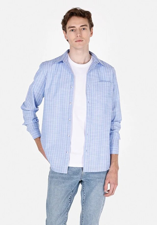 Camasa barbateasca COLIN'S albastra regular fit, bumbac, BLUE