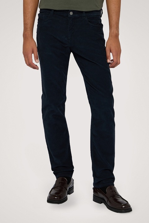 TRUSSARDI, Pantaloni din reiat cu model uni, Negru