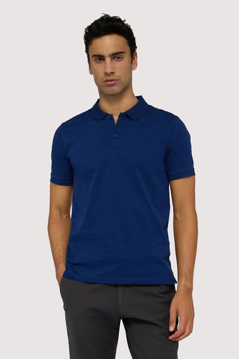 TRUSSARDI, Tricou polo din amestec de bumbac, Bleumarin