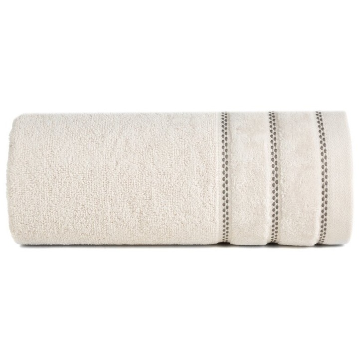 Кърпа за баня Eurofirany Dona 30x50 см, бежова, с кадифена обшивка и метална нишка, 500 гр/м2